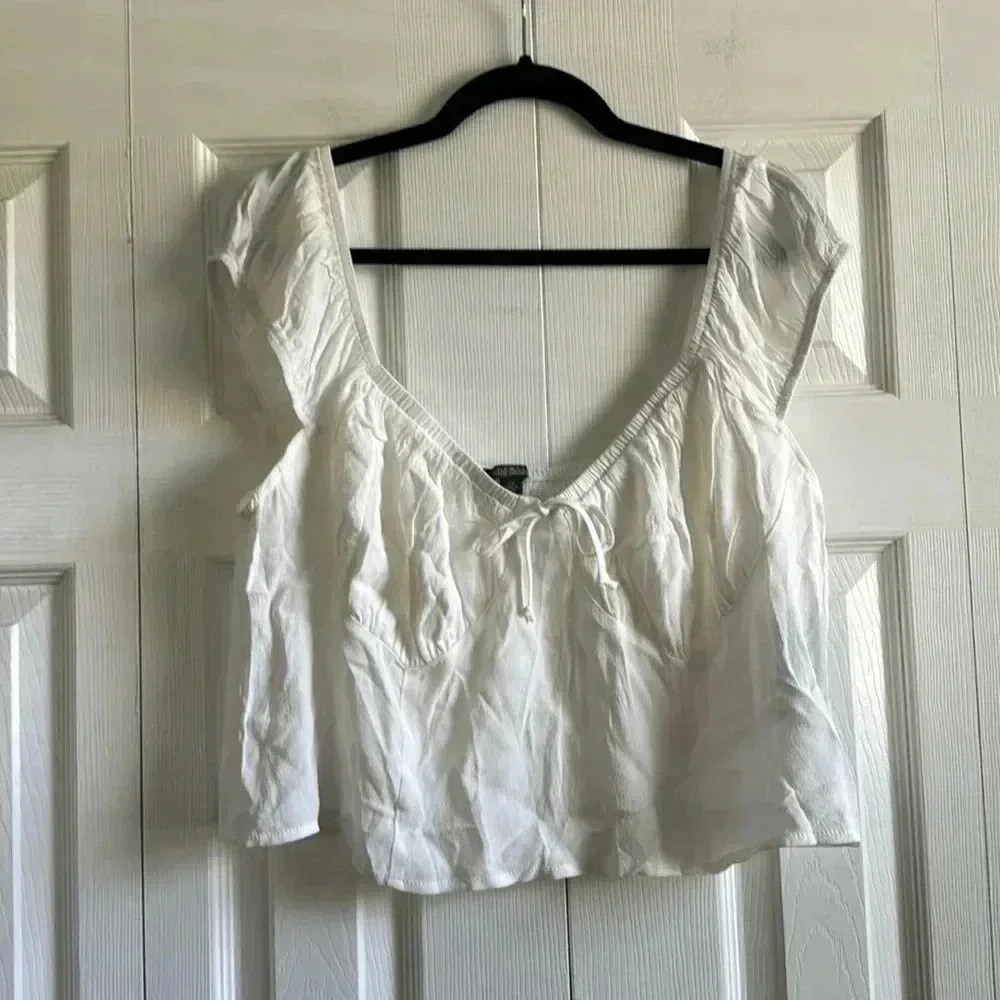 Wild Fable | Cropped Peasant Top | White | size XXL